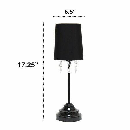 Creekwood Home 17.25-in. Contemporary Crystal Droplet Table Lamp, Black CWT-2020-BK